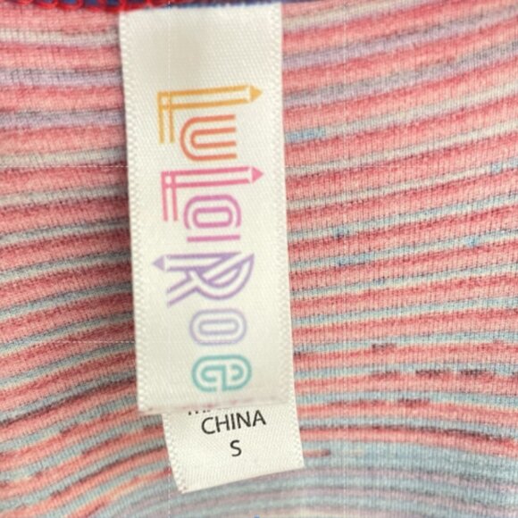 Lularoe Classic T Womens Shirt Stripe Block Abstract High Low Red Blue S - Picture 5 of 8